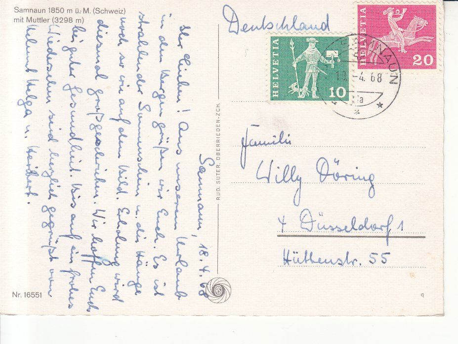 Cartoline postali: Samnaun 1968 – Usato da Bürglen TG venduto da StampGraf 1