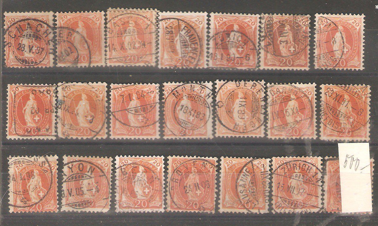 Alle Briefmarken: 21  Stehende Helvetia 20 Rp. gest. – Gebraucht aus Lausanne von Whorvath
