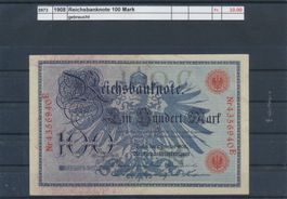 1908 DR, "Reichsbanknote - 100 Mark", gebraucht