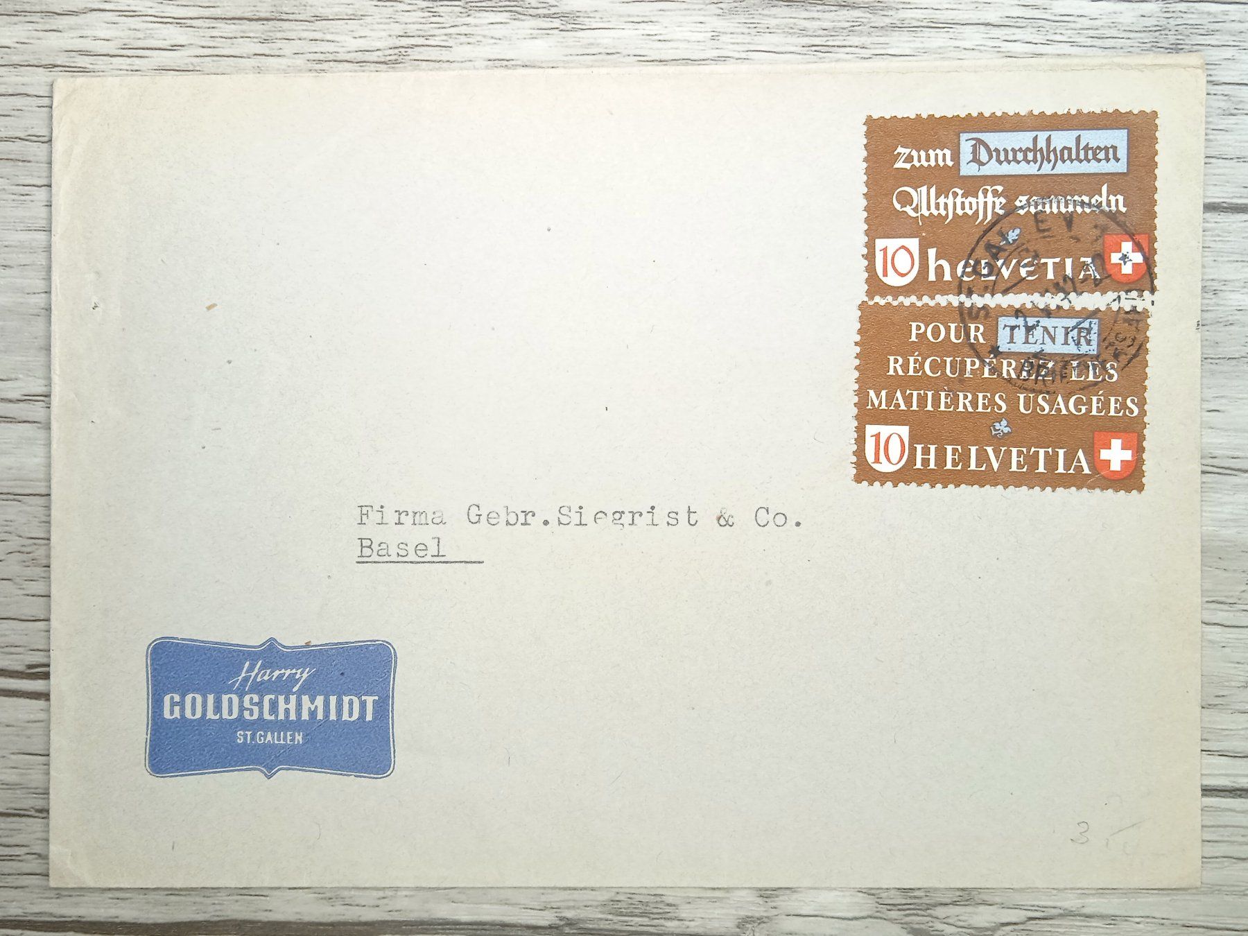 Alle Briefmarken: TR87 Enveloppe + Timbre Suisse 1942 – Gebraucht aus Cousset von Patrick_Collections