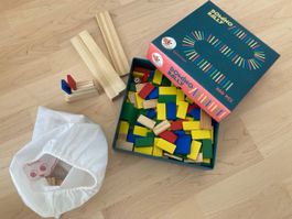 Holzbausteine Domino Rally 200 Teile mit Beutel neu