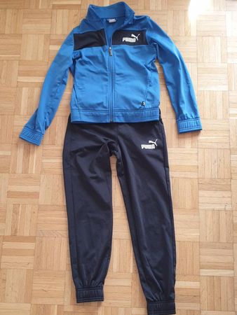 Trainingsanzug Puma blau-schwarz, Gr. 140, getragen