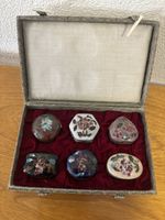 Set 6 scatoline smaltate cloisonné con cofanetto originale