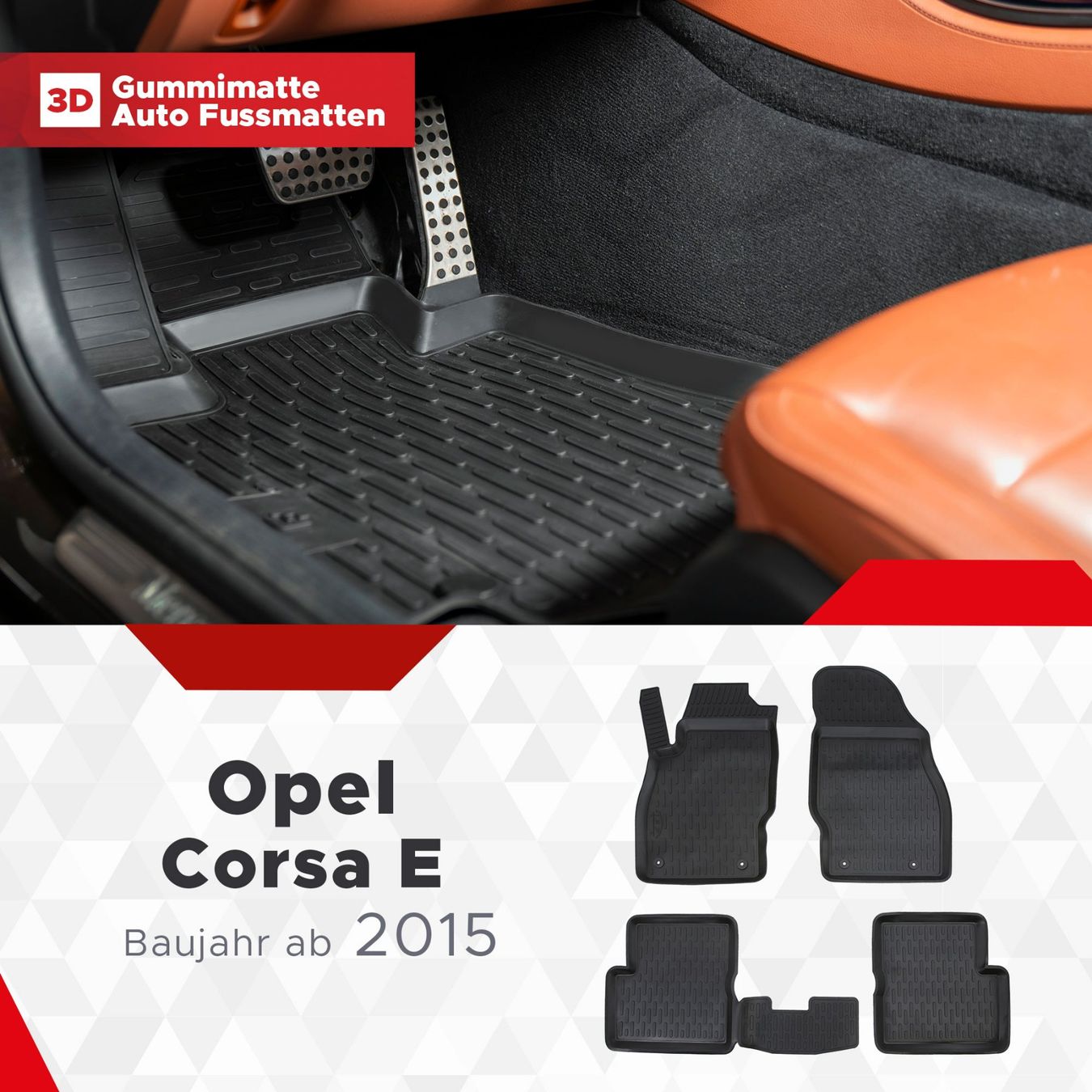 Opel Teppiche / Matten: 3D Opel Corsa E Fussmatten ab 2015 – Neu und originalverpackt aus Zürich von MyFussmatten