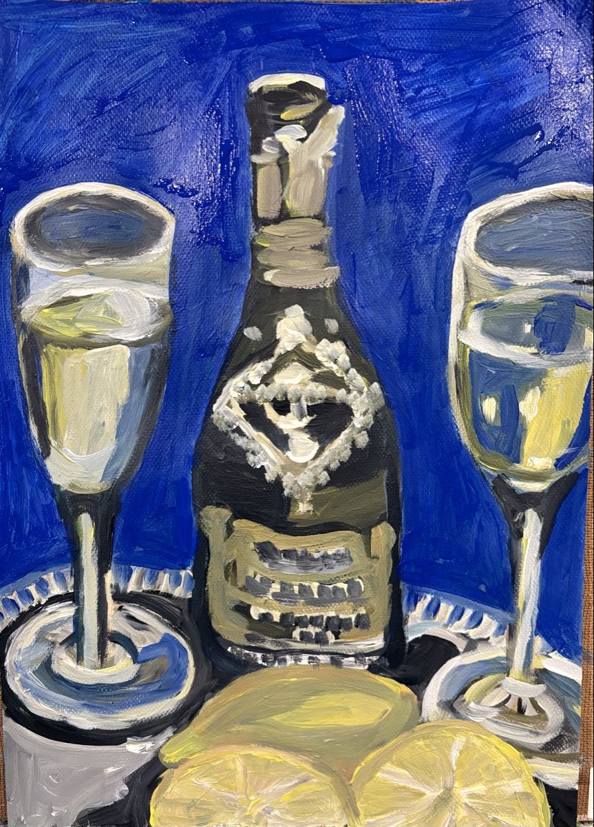 Gemälde: Original Gemälde: Champagner und Zitrone, 30 x 40 cm – Neu und originalverpackt aus Niederglatt ZH von Sils-Maria