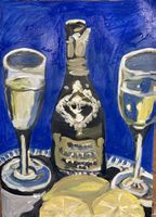 Original Gemälde: Champagner und Zitrone, 30 x 40 cm