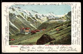 AK Mürren, Hôtel des Alpes, Mittag- Gross- Breit- u. Tsching