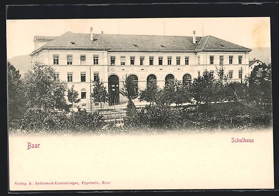 Cartoline postali: AK Baar, Blick zum Schulhaus – Usato da Berlin venduto da bartko-reher