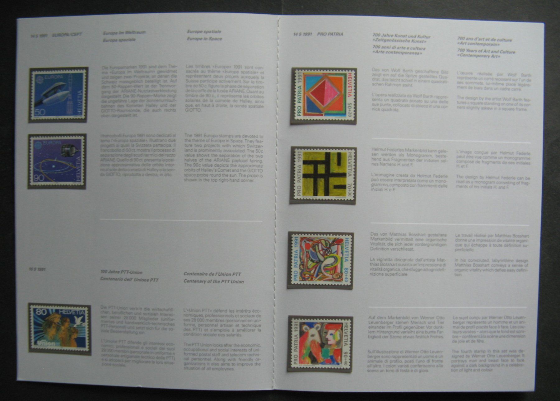 Tutti i francobolli: PTT-Jahrbuch 1991 postfrisch ** – Nuovo (secondo la descrizione) da Frauenfeld venduto da Interessent1 2