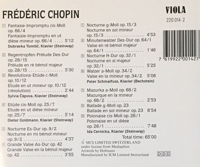 CD: Chopin - Etudes / Nocturnes / Valses – Usato da Grüningen venduto da azulblanco 1