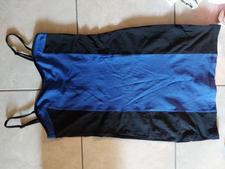 Abito vestito donna blu nero sopra ginocchio S M nuovo
