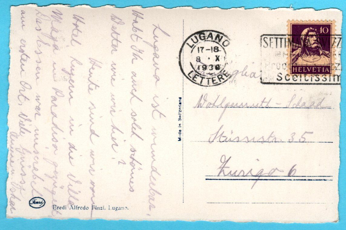Cartoline postali: Lugano San Salvatore 1930 – Usato da Zürich venduto da Sion2006 1