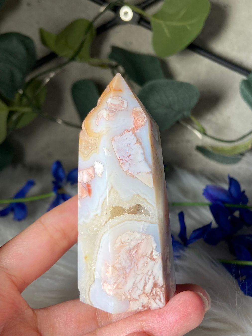 Minerali & Pietre curative: Zuckerwatte-Pinker Achat mit Drusen – Usato da Neuheim venduto da m.hald 1
