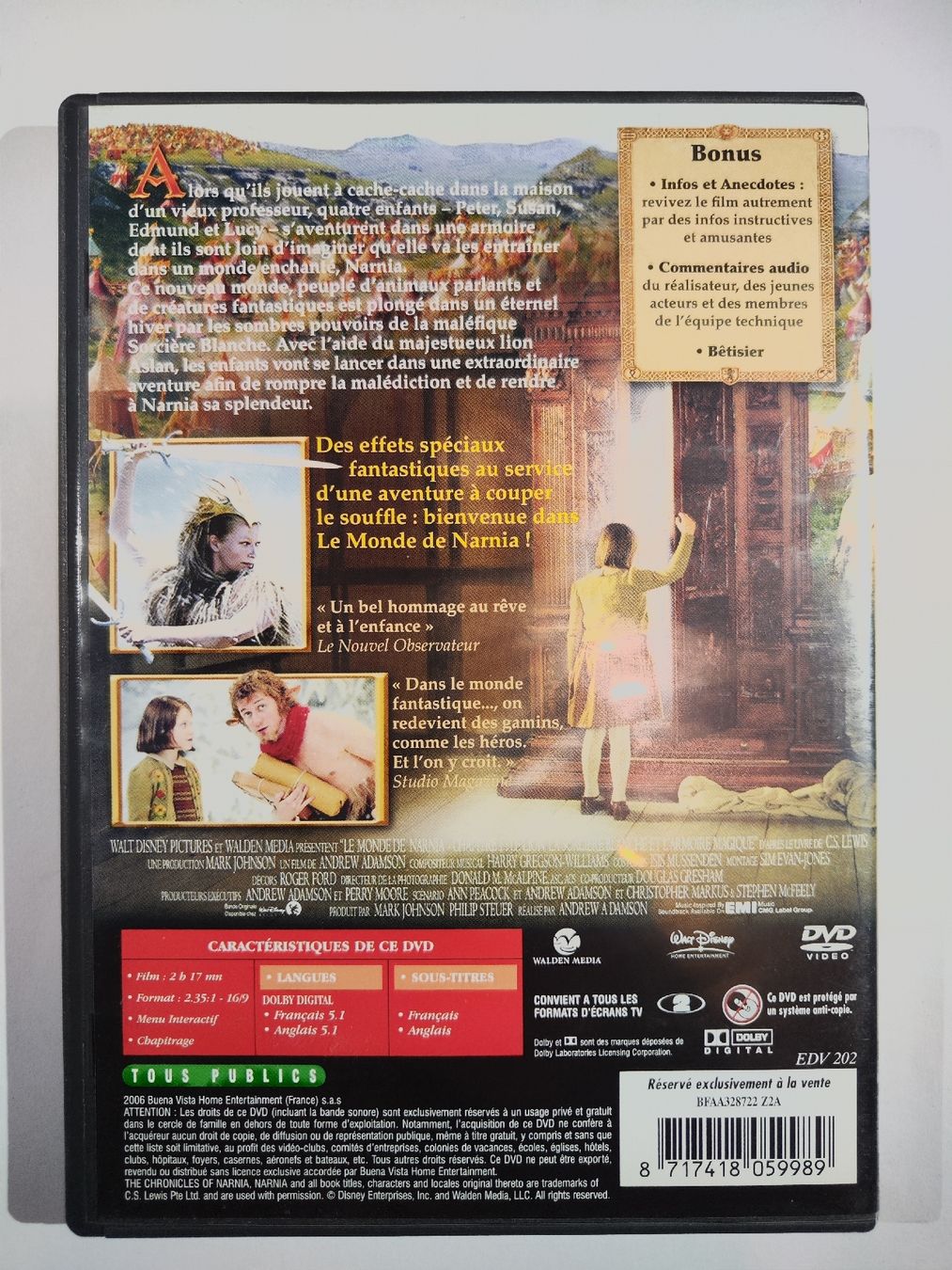 Tutti i DVDs: DVD - Le Monde de Narnia - Chapitre 1 – Usato da Commugny venduto da Teksen 1