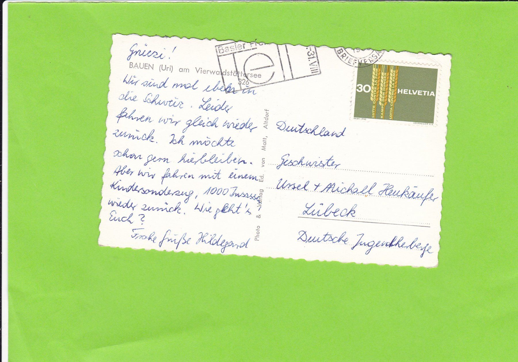 Cartoline postali: Bauen Uri-Schiffeinfahrt – Usato da St. Peterzell venduto da neckertal 1