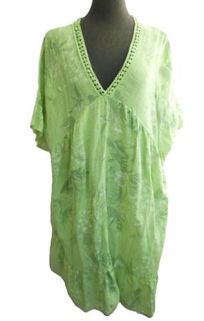 Gr. 48 50  +-  leichtes Sommerkleid  grün Leinen