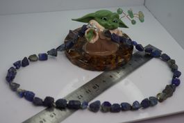 Lapis Lazuli  Roh Steine  Kette mit Silber & Verschluss 50cm