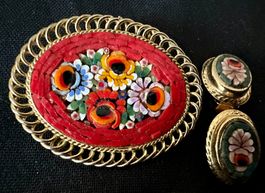 Brosche und Ohrclips Mikromosaik Millefiori Italen