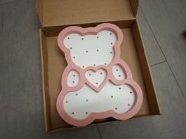 🐻 Bären Lampe, Kinderzimmer Lampe, Holz, Rosa, Neu! 🐻