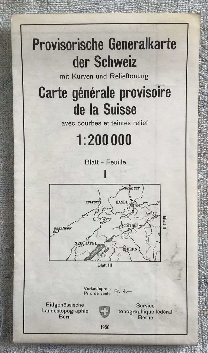 Landkarten & Atlanten: PROVISORISCHE GENERALKARTE 1:200000 BLAT I 1956 – Gebraucht aus Ostermundigen von wini63