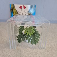 3er Set 1980 Plexiglas Acryl Coffee-Table Beistelltisch