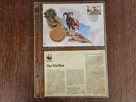 WWF Sammelset Mufflon mit Briefmarke und Münze