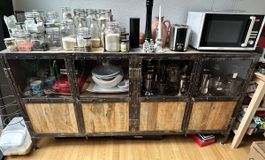 Industrial Style Sheesham Wood Buffet – 203 x 41 x 102 cm