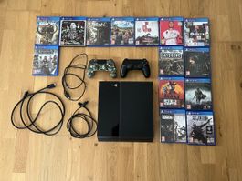 Playstation 4 mit 2 Controller und 14 Spielen - Top Zustand