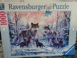 1000 Teile Puzzle - Wolfsfamilie