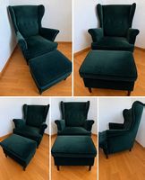 IKEA STRANDMON Ohrensessel mit Hocker Grün