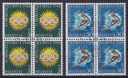 1948, Viererblöcke W25x+W28x Postmuseum BERN Kat: 600.-