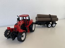 Traktor + Anhänger mit Baumstämmen