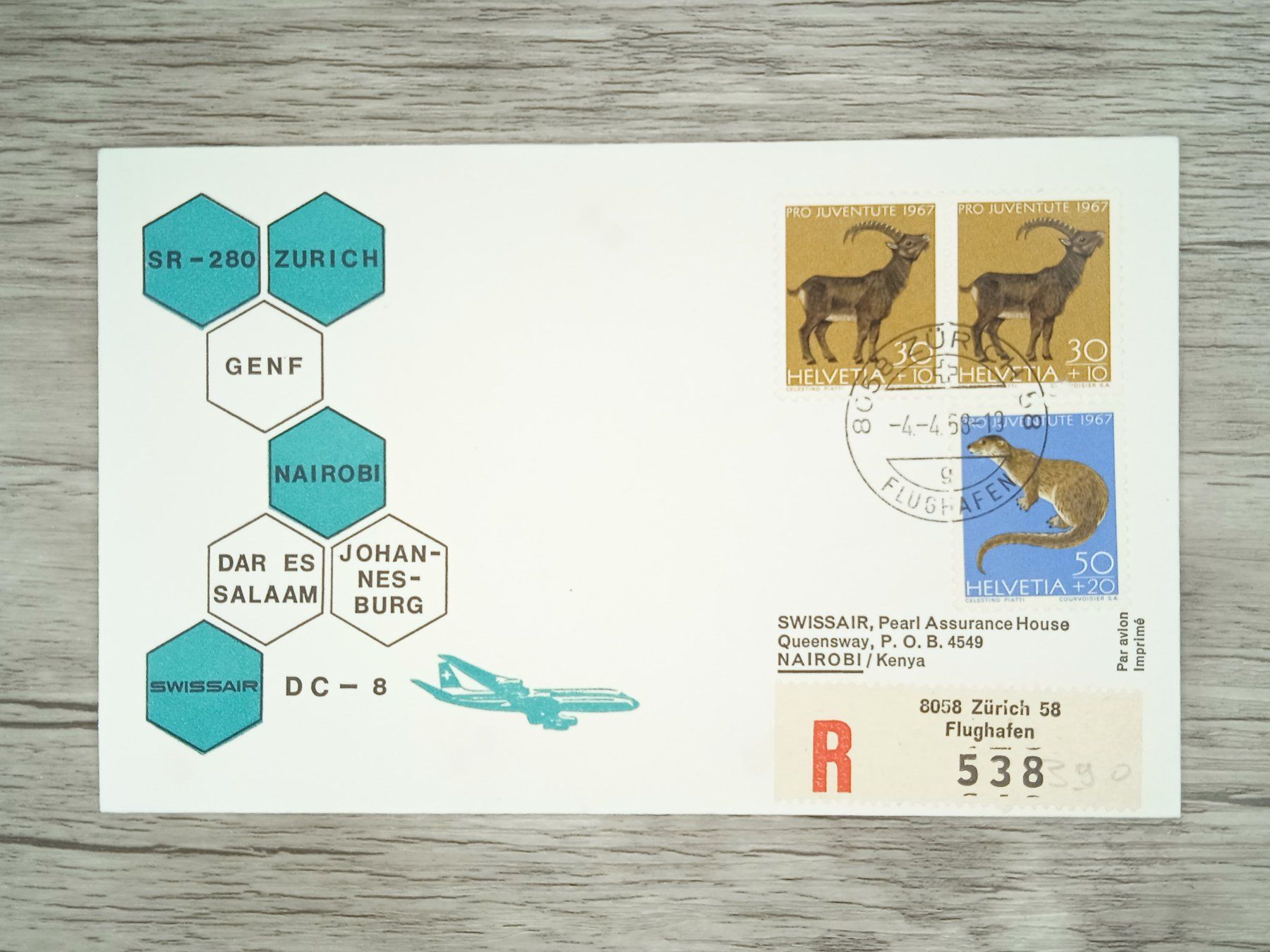 Tutti i francobolli: TR100 Enveloppe + Timbre  Suisse 1968 – Usato da Cousset venduto da Patrick_Collections
