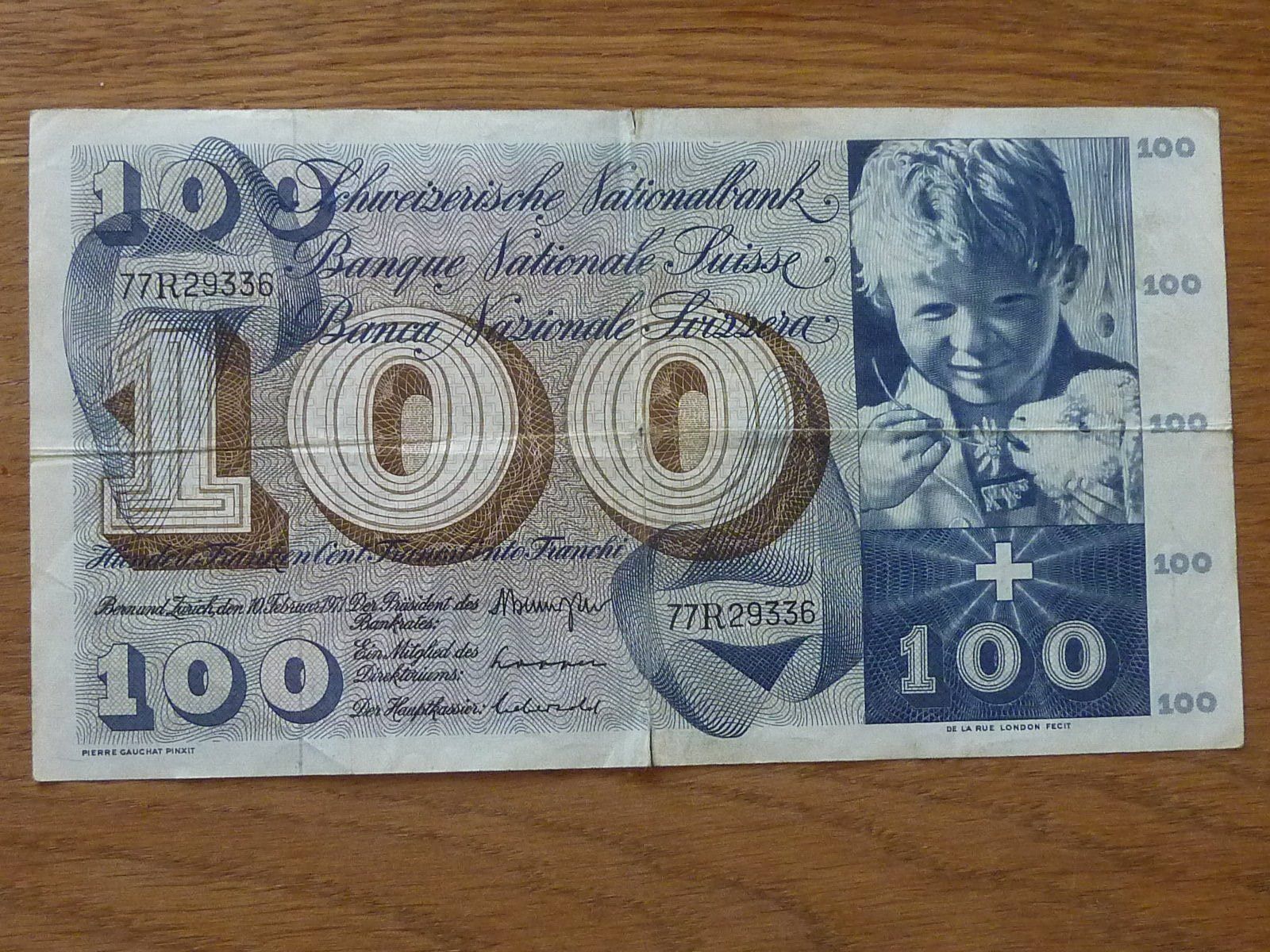 Banconote: 100 Fr. Note 10 Februar  1971 – Usato da Seon venduto da aee_7gpz