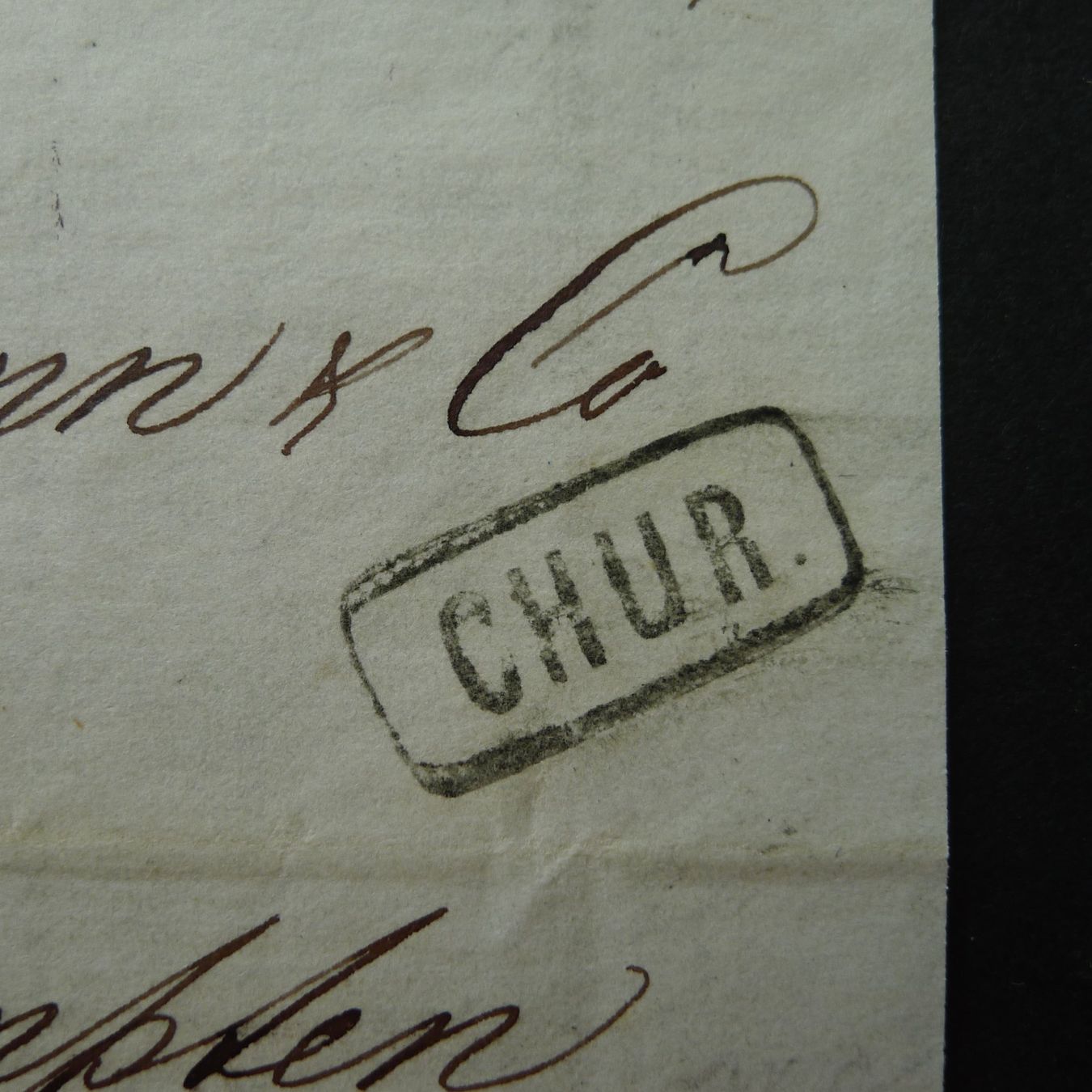Tutti i francobolli: 1865, Bahnpost CHUR GR Stempel eingefasst, Taxe – Usato da Ebikon venduto da SilvioFreund 1