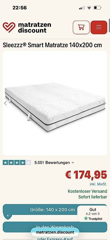 Materassi: Matratze 140x200 – Nuovo e nell'imballaggio originale da Magglingen/Macolin venduto da kar_752n