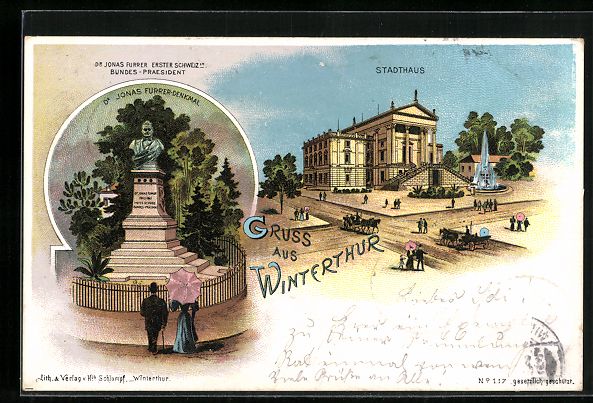 Cartes postales: Litho Winterthur, Stadthaus, Dr. Jonas F – D'occasion à Berlin par bartko-reher
