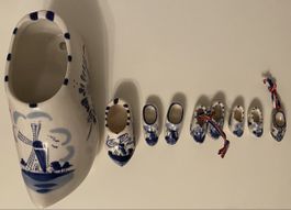Set Keramik Holzschuhe Holland blau weiss neuwertig