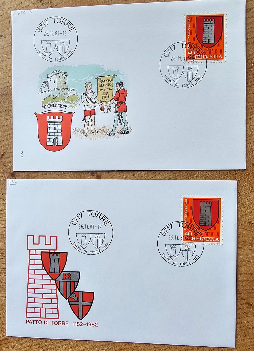 Tutti i francobolli: 2 Sst Briefe TORRE 26.11.81 – Nuovo (secondo la descrizione) da Les Valettes venduto da Nuba1