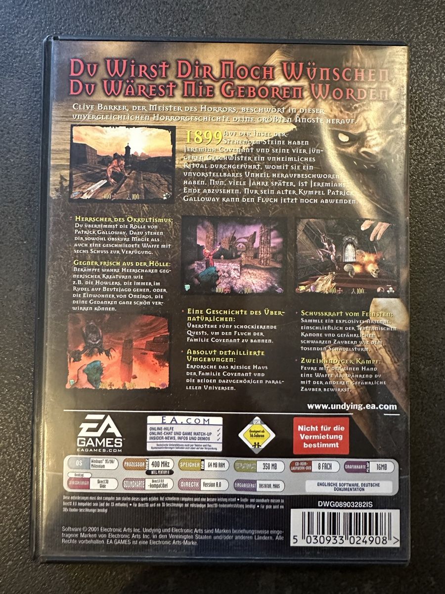 Giochi: Clive Barker's Undying PC Horrorspiel Klassiker CD-ROM – Usato da Kestenholz venduto da Inna09 1