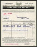 Rechnung Zürich 1923, Hans Krebser, Int