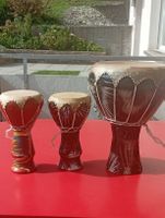 Trommel Set 3-teilig Holz mit Fell gebrauchter Zustand
