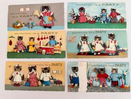Vintage Einladungskarten - Postkarten mit Katzen-Motiven (6)