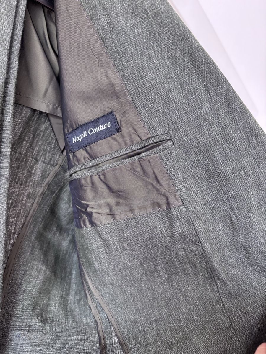 Anzüge: Napoli Couture Linen Suit Olive Green – Gebraucht aus Zürich von Grothschild 3