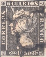Spanien 1, 6 Cuartos Königin Isabella, gestempelt
