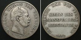 PREUSSEN Taler 1862 A, WILHELM I. Mansfeld, Silber ss+