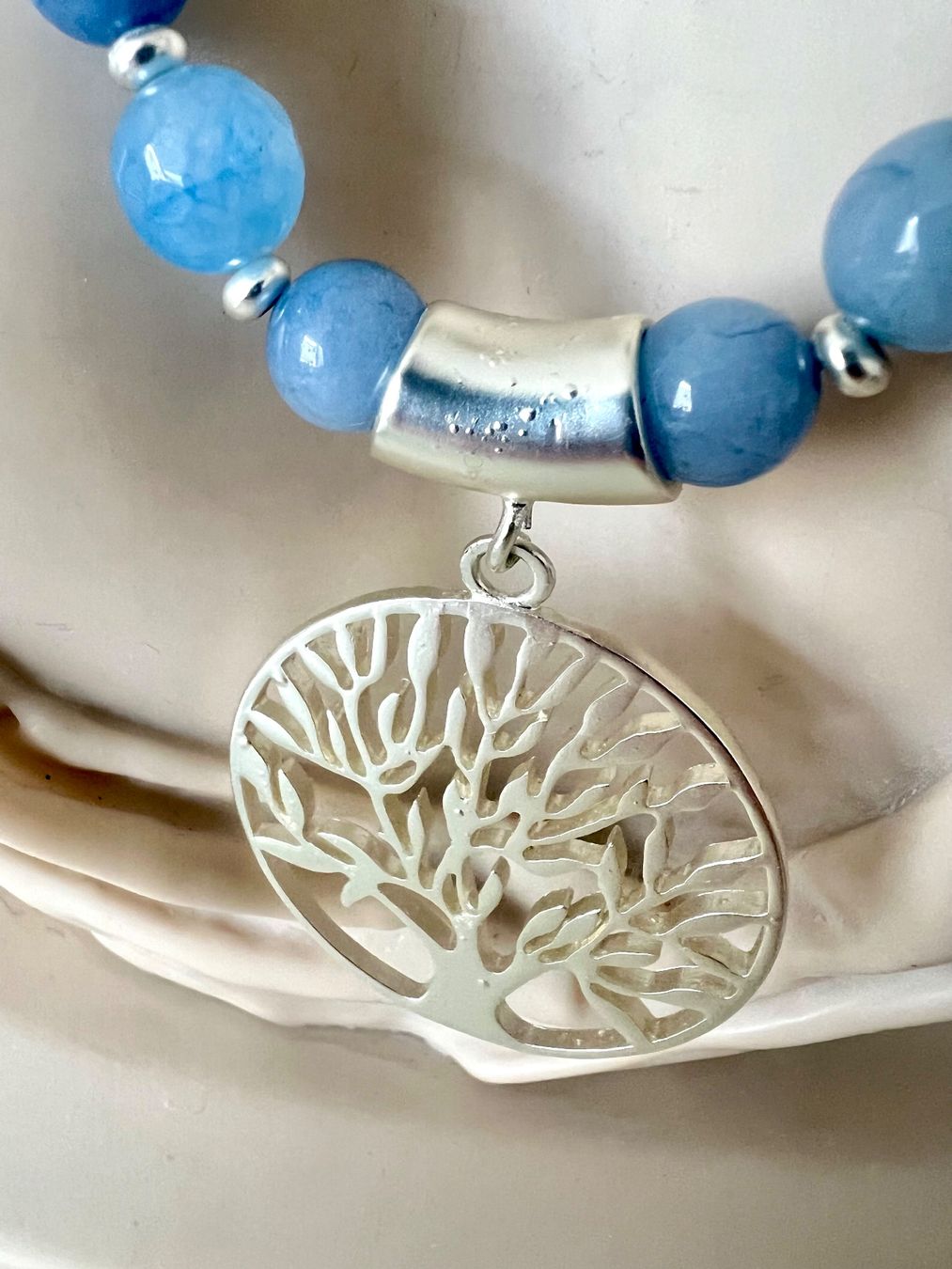 Ketten: Edelsteinkette mit blauem Chalcedon & Lebensbaum Unikat – Neu (gemäss Beschreibung) aus Ruswil von artbyhand 4