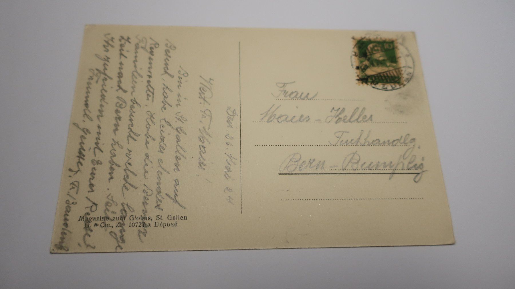 Ansichtskarten: St. gallen  Kloster  1924 – Gebraucht aus Cormoret von Pascalll2001 3