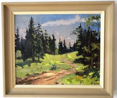Hans Grütter Ölbild Landschaft Waldweg signiert datiert
