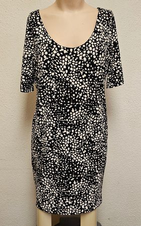 H&M BASIC Kleid Schwarz/Weiß – ca. EU 42–44 (L–XL) Animal Pr